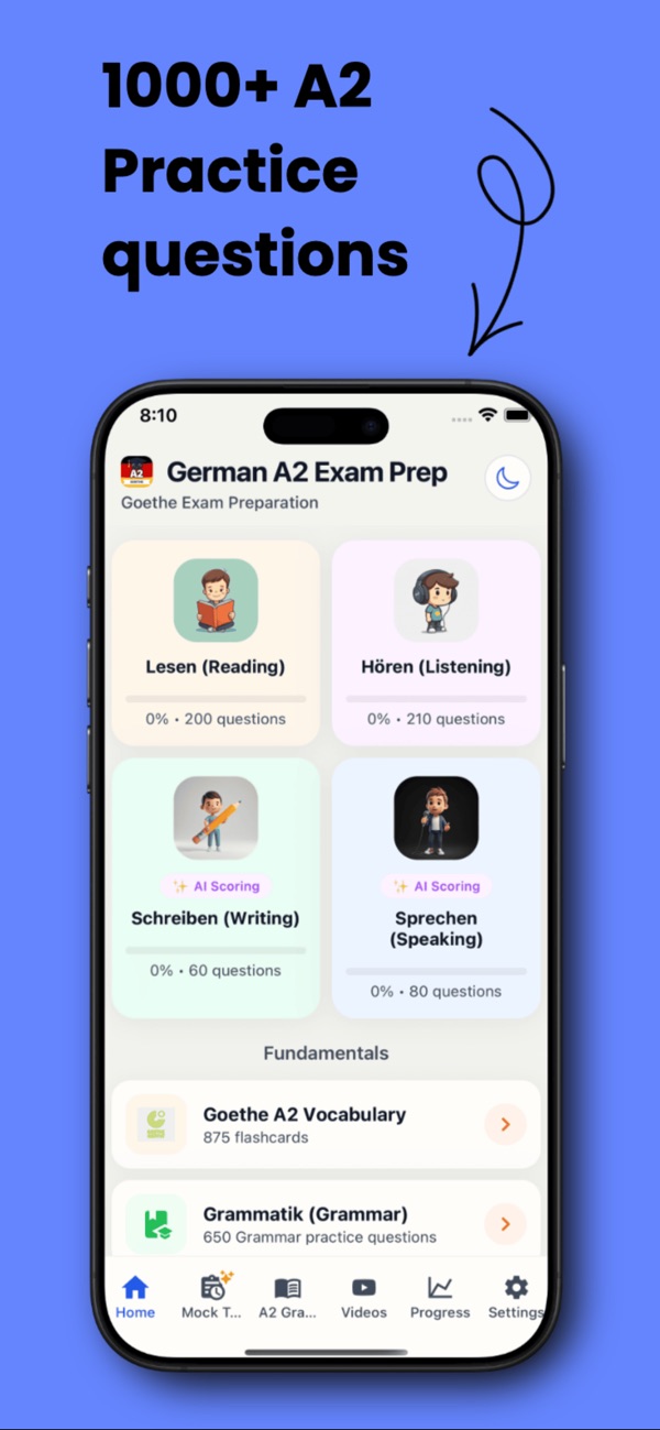 App-Store-Vorschau: Goethe A2 Prüfung vorbereiten