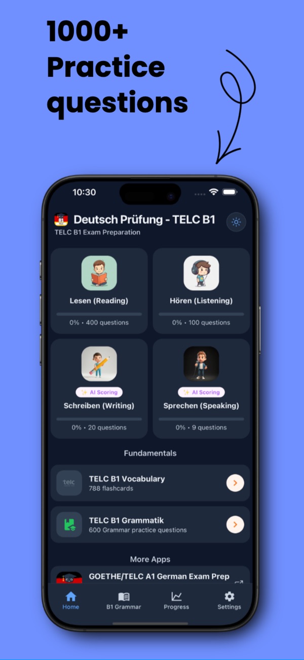 App-Store-Vorschau: telc B1 Deutschprüfung vorbereiten