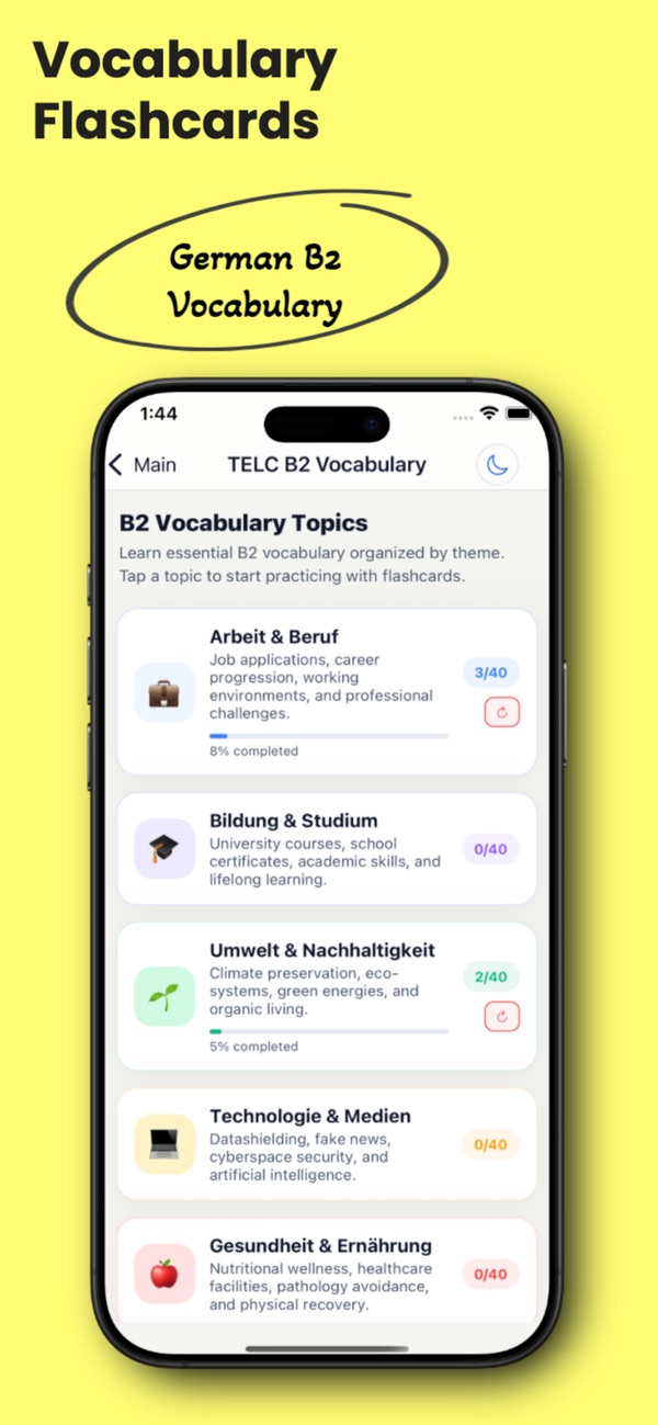 App-Store-Vorschau: telc B2 Deutschprüfung vorbereiten